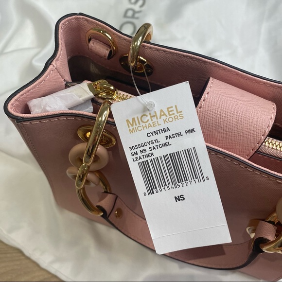 Michael Kors CYNTHIA SMALL LEATHER SATCHEL PINK - Picture 4 of 5